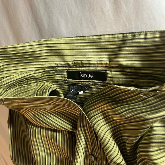 Vintage 100% Silk Button Down striped base layer career work Blouse Top Sz 12 - Picture 8 of 10